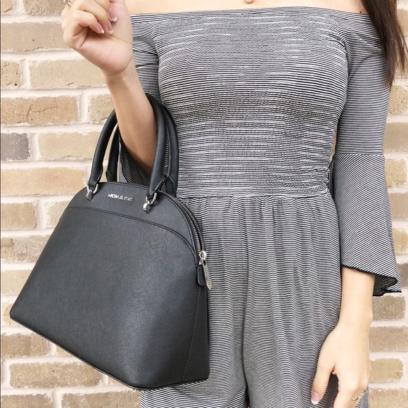 NWT Michael Kors Emmy LargeSatchel Crossbody Black - Picture 3 of 8